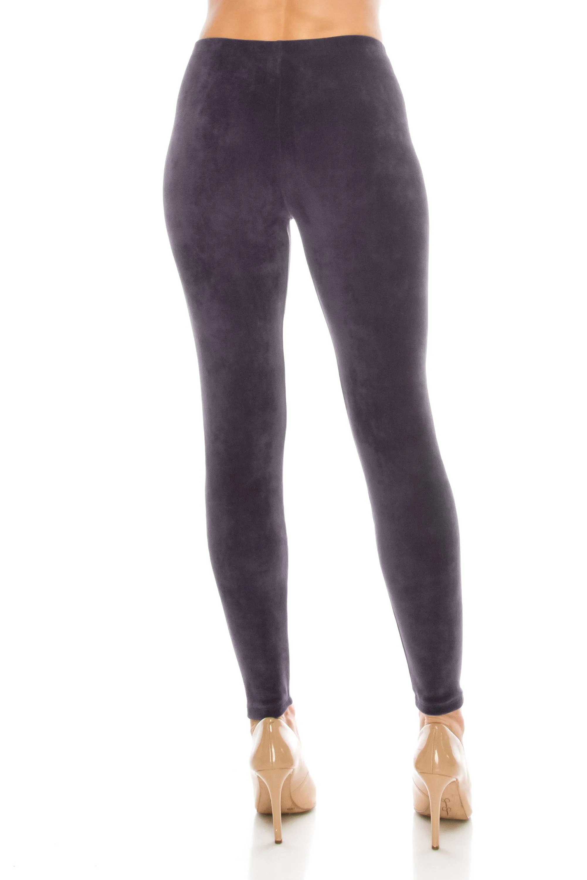 Stretch Velvet Leggings - Warm Winter Solid Basic Leggings