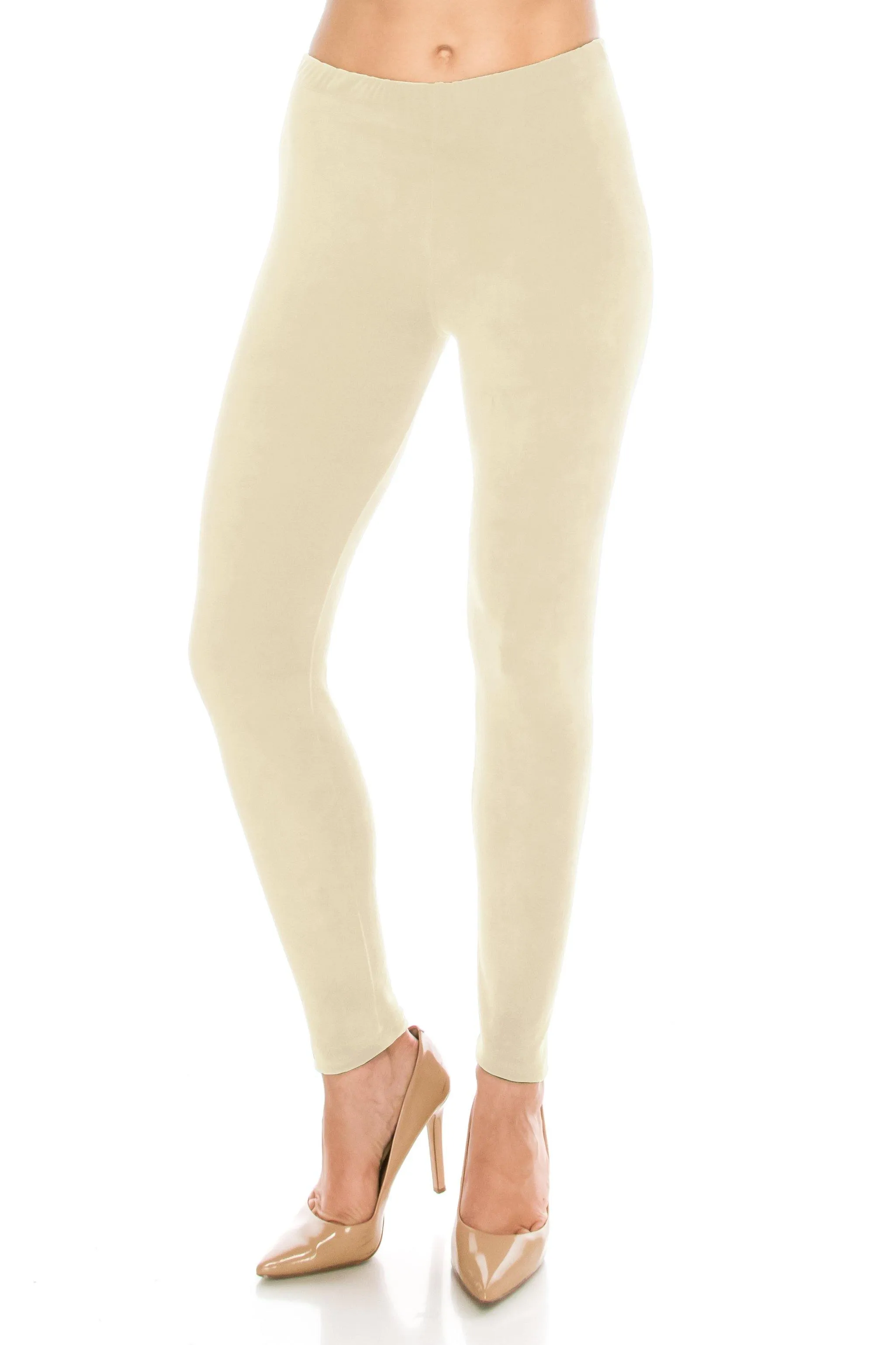 Stretch Velvet Leggings - Warm Winter Solid Basic Leggings