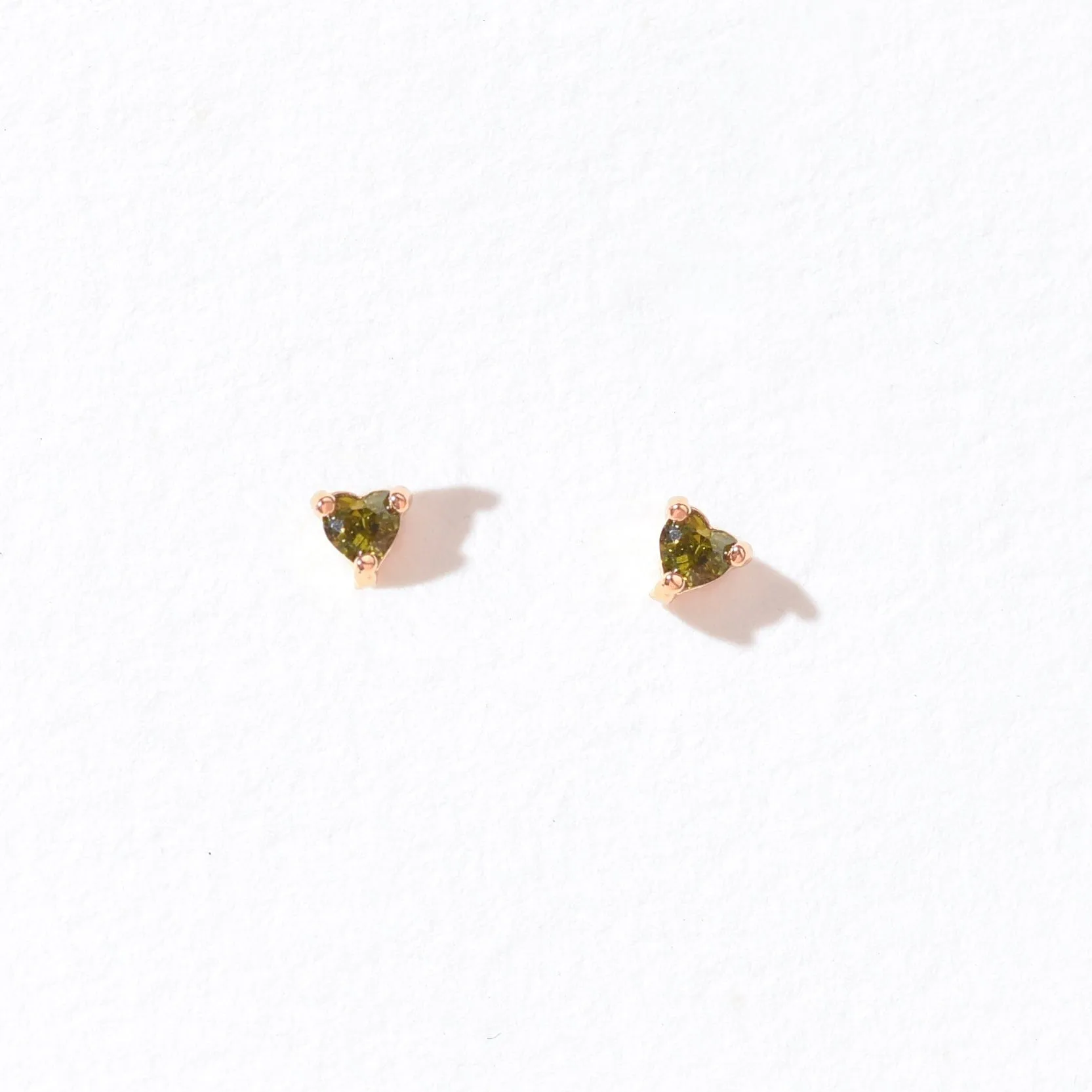 Sweetheart Studs | Olive Warm Gold