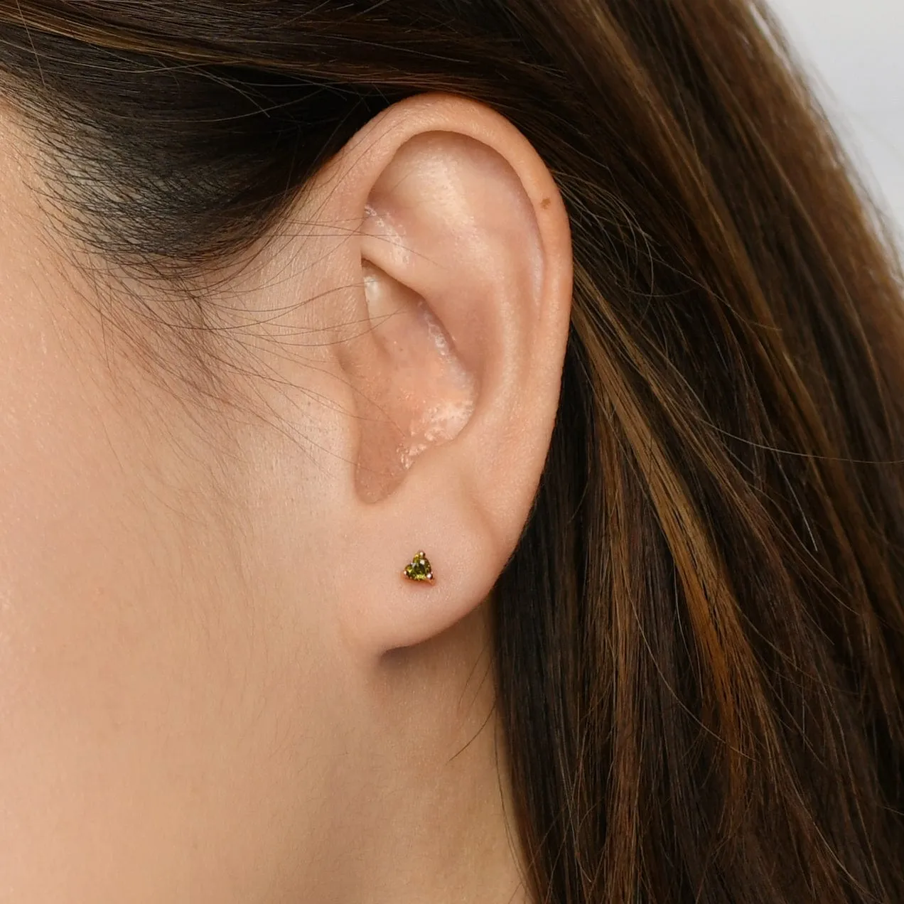 Sweetheart Studs | Olive Warm Gold