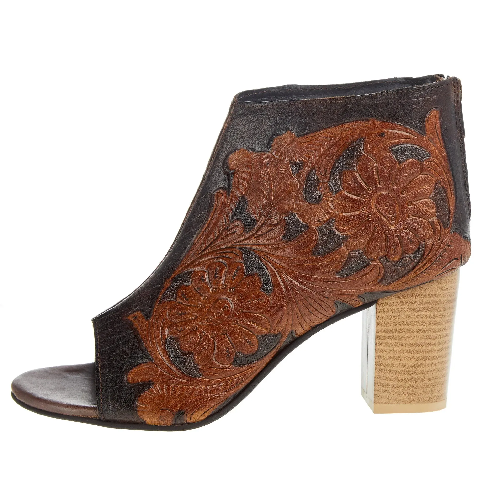 Tan & Black Tooled Heel