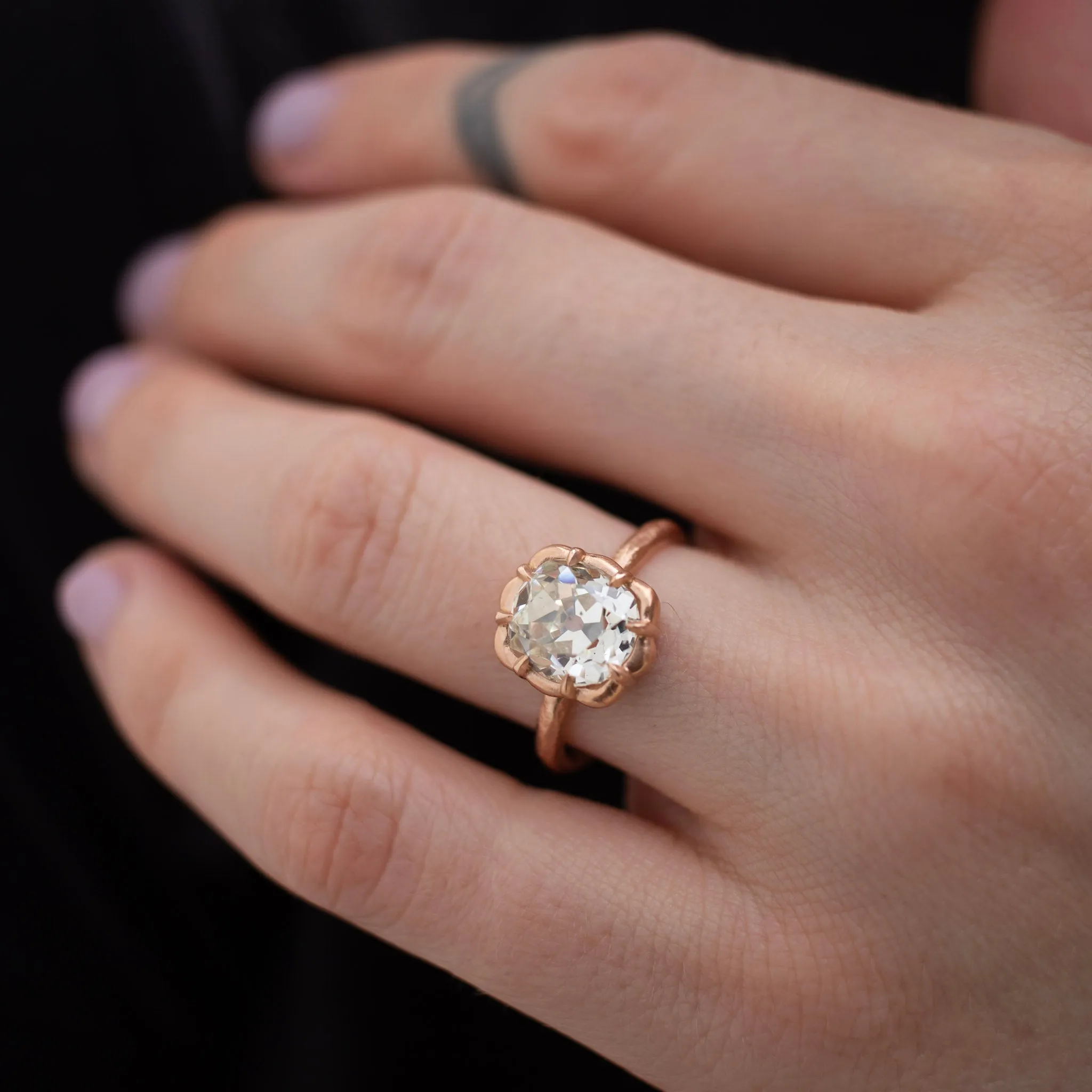 The Bergen 2.97 Old Mine Cut Diamond Engagement Ring