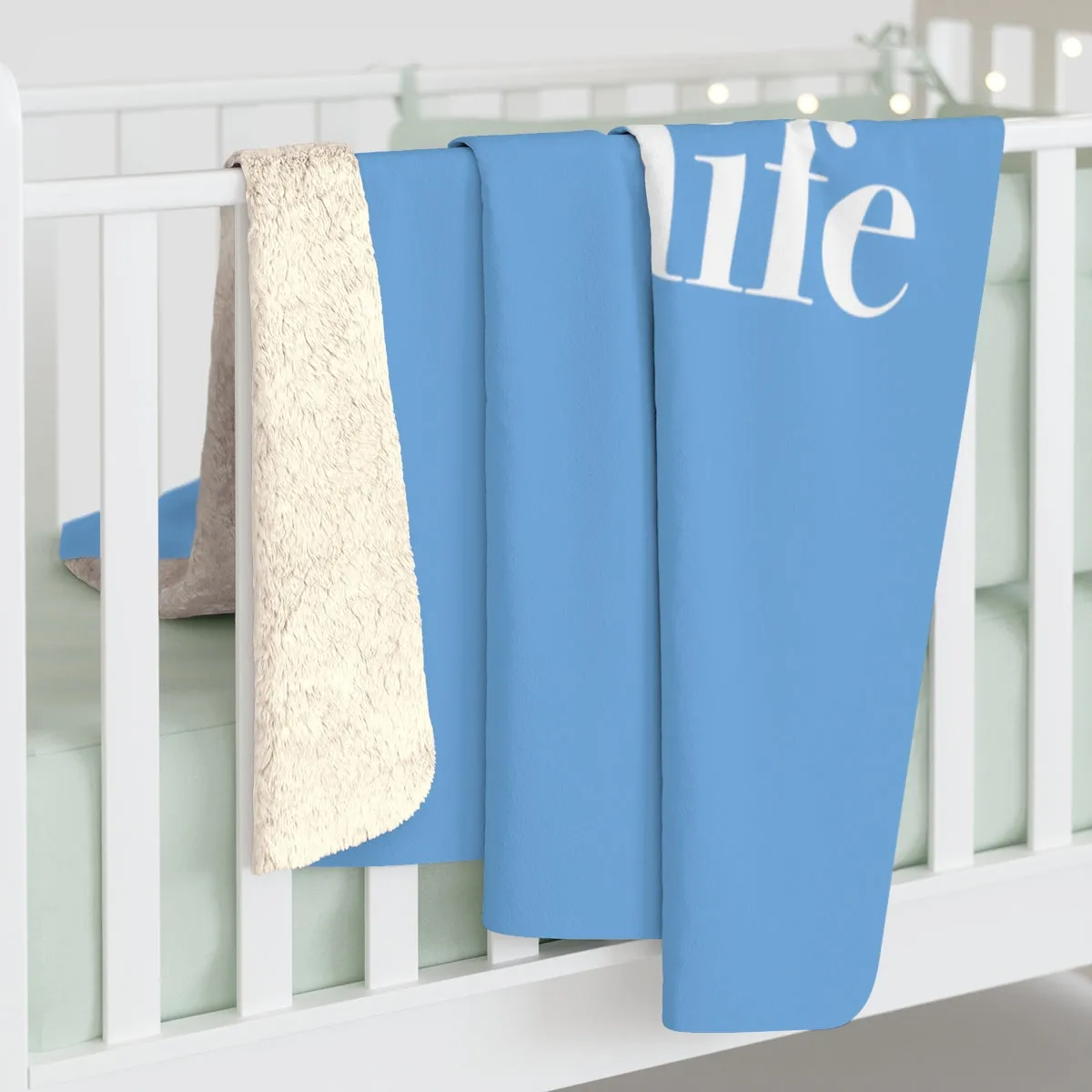 #theconnecticutlife Sherpa Fleece Blanket - White Font