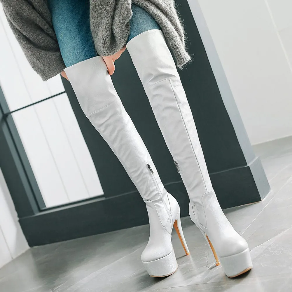 Thin High Heels Zip Up Over The Knee Party Boots