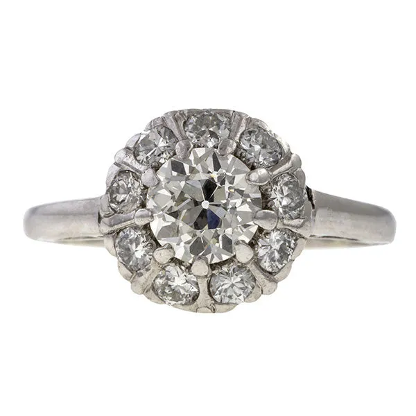 Vintage Diamond Cluster Ring, Old European 0.75ct