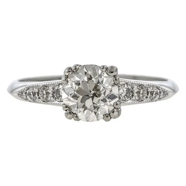 Vintage Engagement Ring, Old Euro 0.84ct.