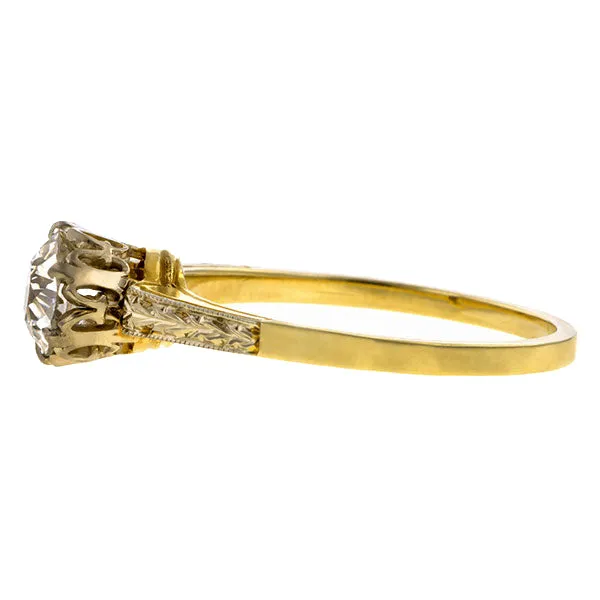 Vintage Solitaire Engagement Ring, Old Euro 0.79ct.