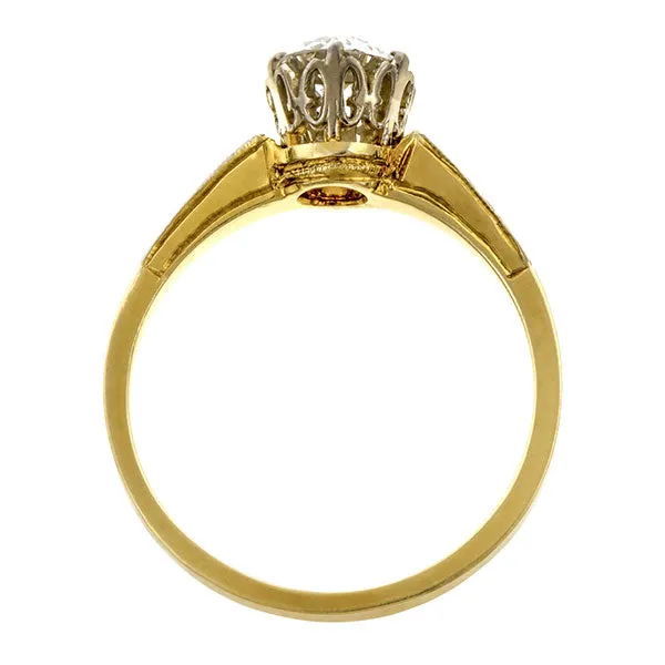 Vintage Solitaire Engagement Ring, Old Euro 0.79ct.