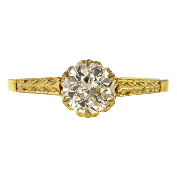 Vintage Solitaire Engagement Ring, Old Euro 0.79ct.