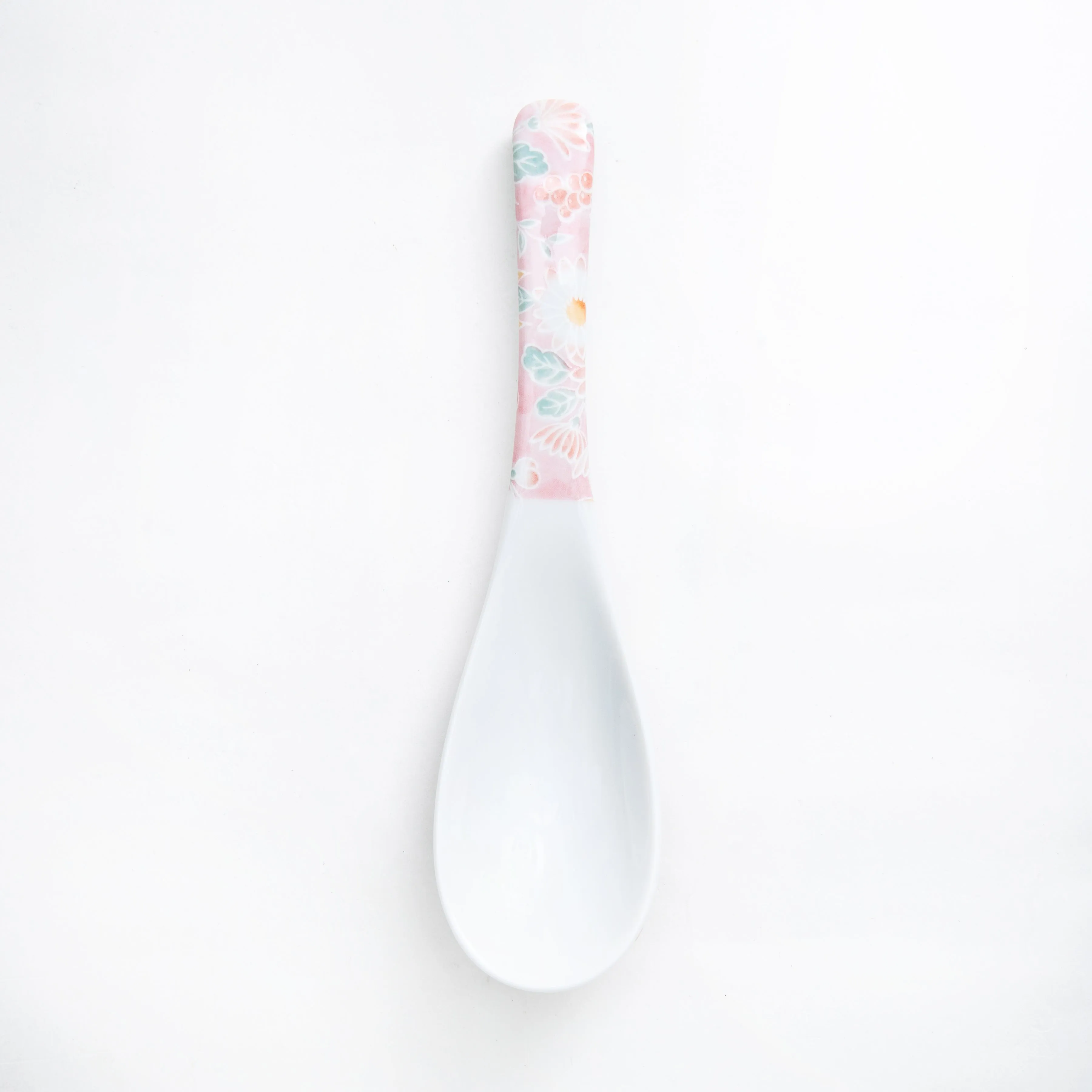 Warm Colors Flowers Porcelain Soup Spoon