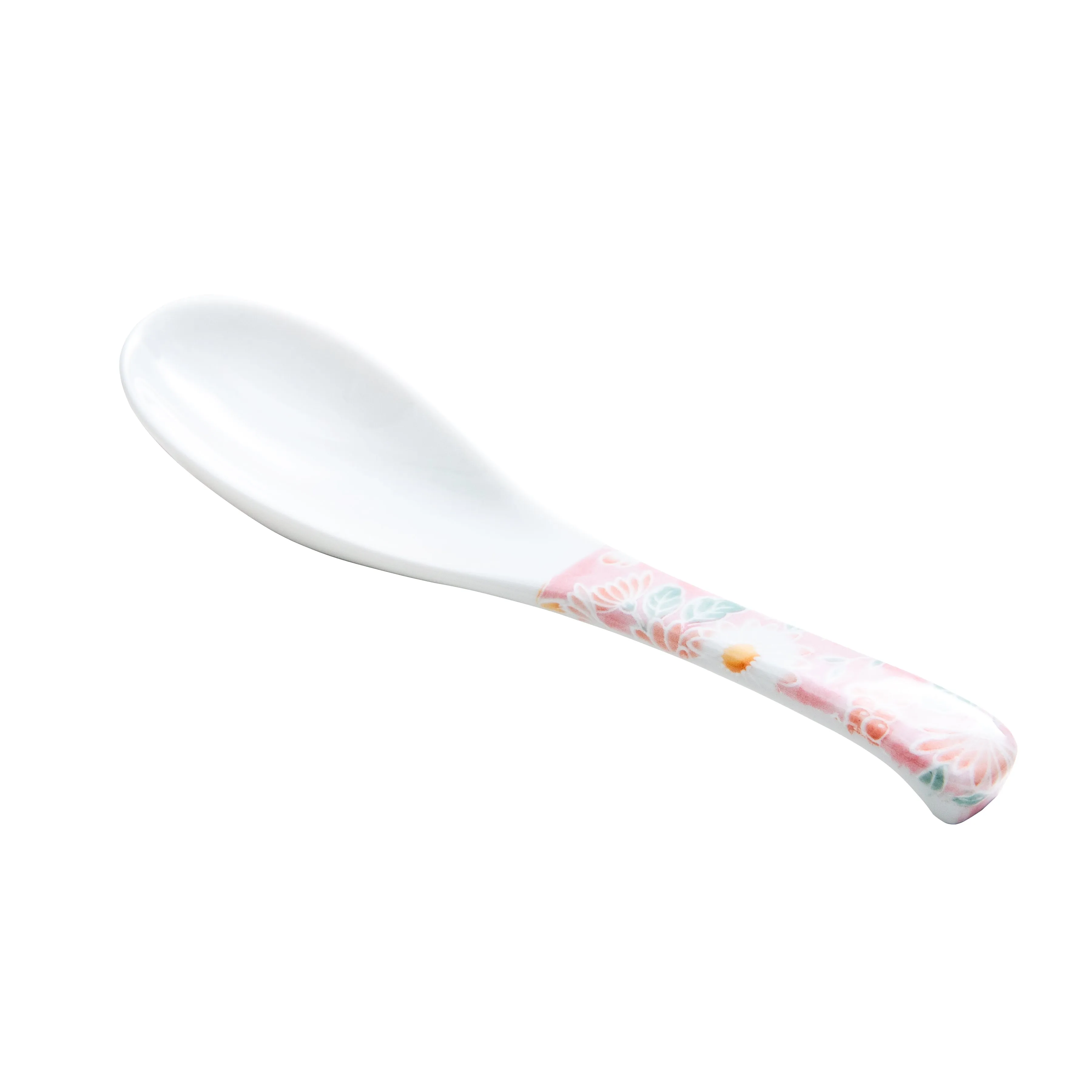 Warm Colors Flowers Porcelain Soup Spoon