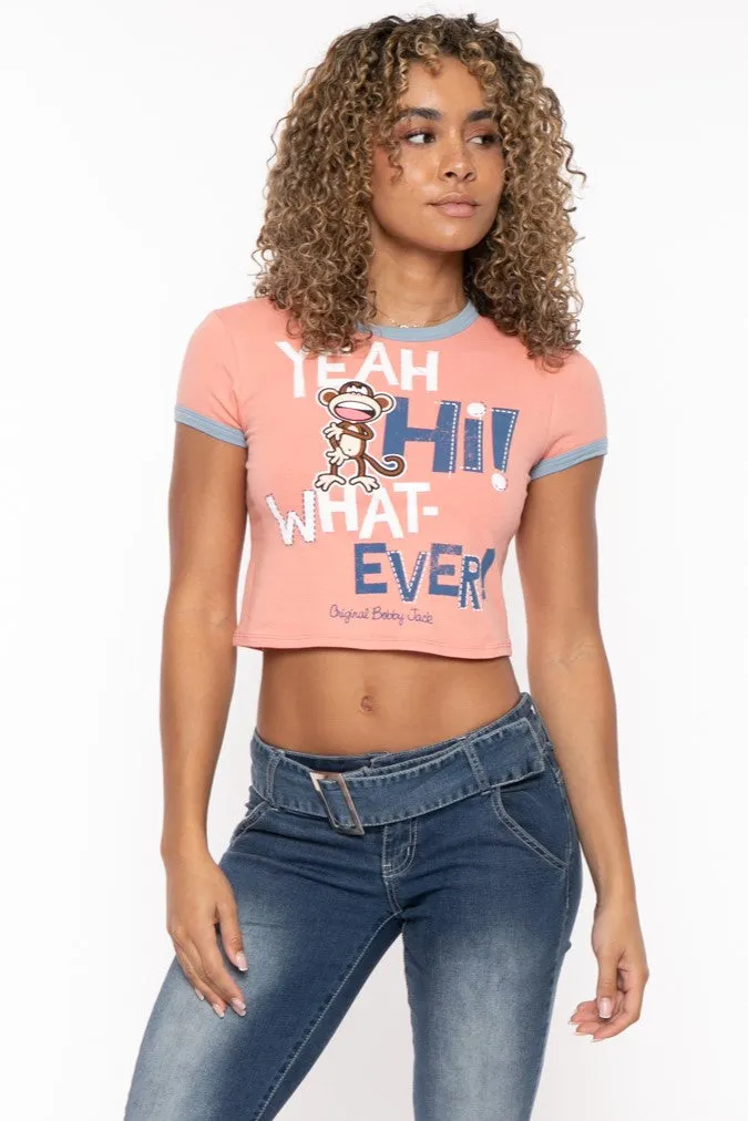 Whatever - Bobby Jack Crop Ringer Top - Old Orange