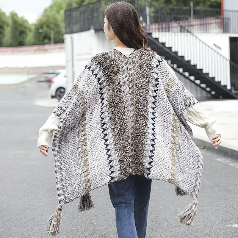 Winter Knitted Warm Tassel Scarf Shawl