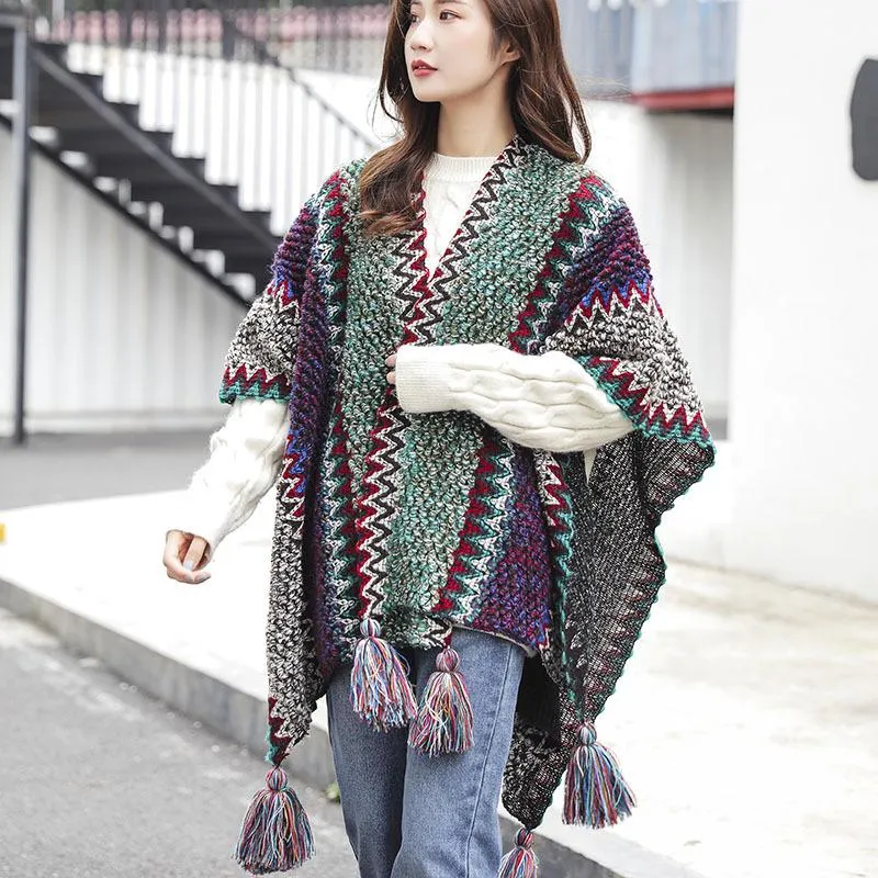 Winter Knitted Warm Tassel Scarf Shawl