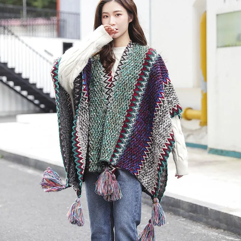 Winter Knitted Warm Tassel Scarf Shawl