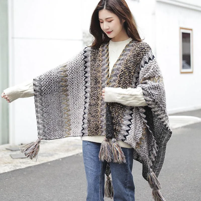 Winter Knitted Warm Tassel Scarf Shawl