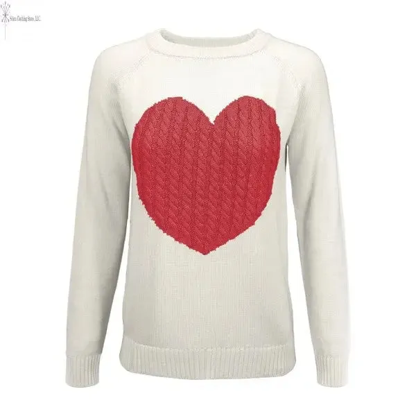 Women's Love Heart Long Sleeve Warm Pullover Sweater