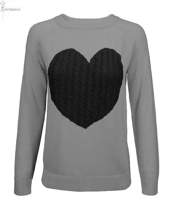 Women's Love Heart Long Sleeve Warm Pullover Sweater