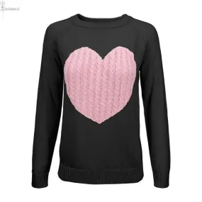 Women's Love Heart Long Sleeve Warm Pullover Sweater