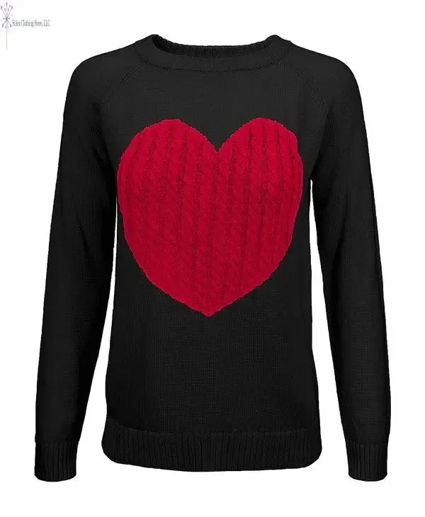 Women's Love Heart Long Sleeve Warm Pullover Sweater