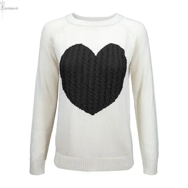 Women's Love Heart Long Sleeve Warm Pullover Sweater