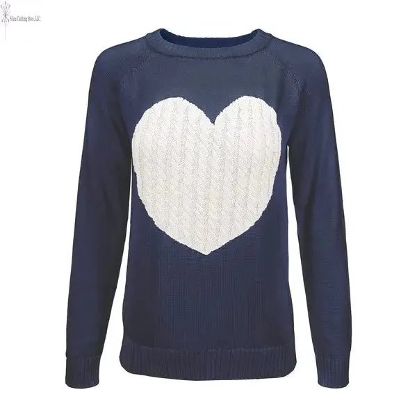 Women's Love Heart Long Sleeve Warm Pullover Sweater